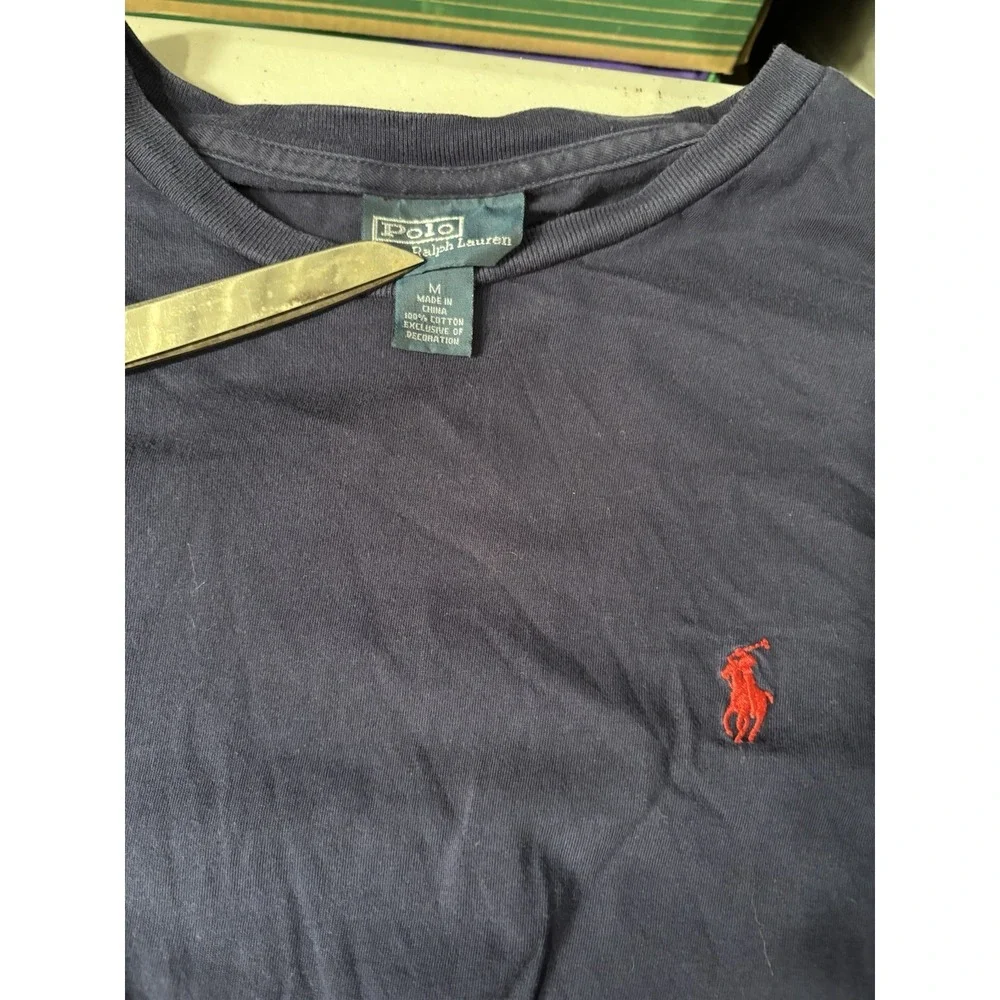 Polo Ralph Lauren Shirt Medium Navy Blue Long Sleeve Pony Logo Tee Crewneck